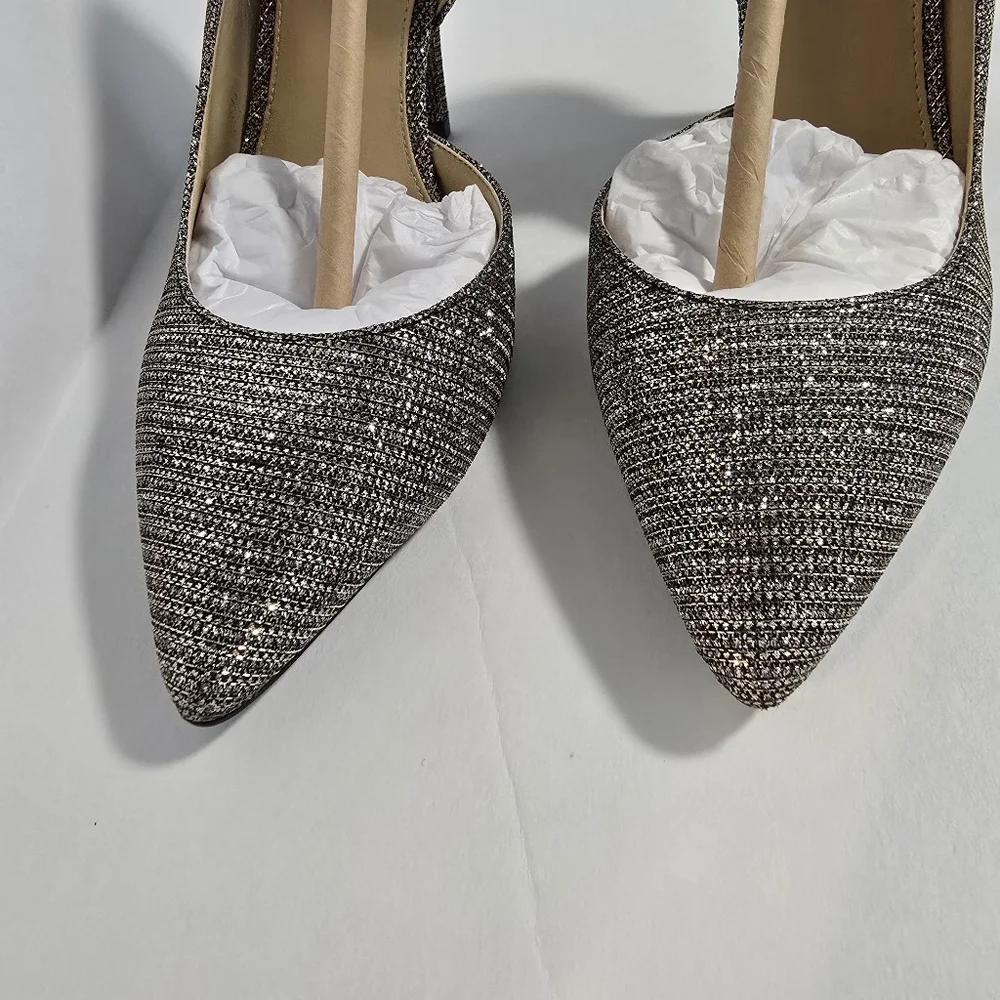 New Michael Kors Nathalie Flex High Pump Black Gold Glitter Mesh, Size 7.5M - Picture 7 of 17
